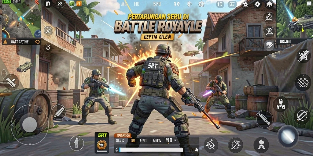 Gameplay seru Battle Royale dengan strategi taktis.