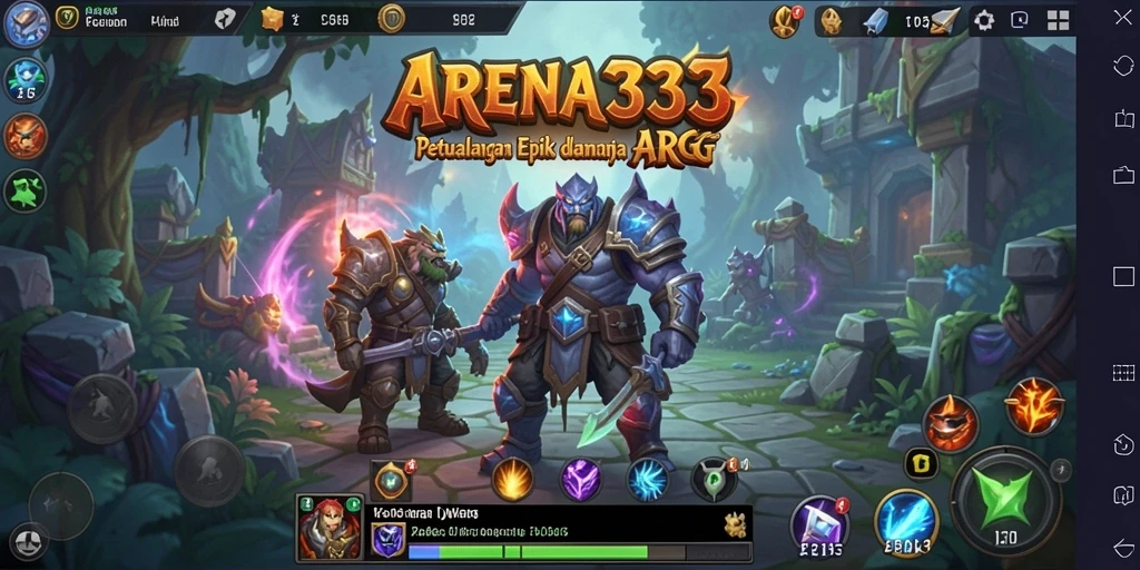 Tangkapan layar gameplay ARENA333 yang menampilkan aksi seru dalam pertempuran ARPG.