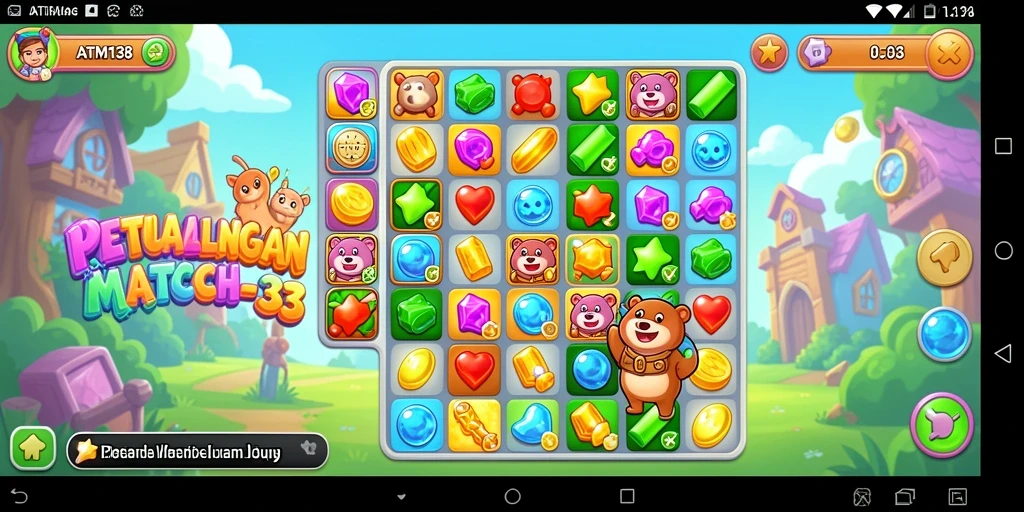 Tampilan gameplay Match-3 yang seru di ATM138.
