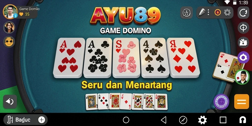 Tangkapan layar utama AYU89 menampilkan gameplay Domino yang menarik.