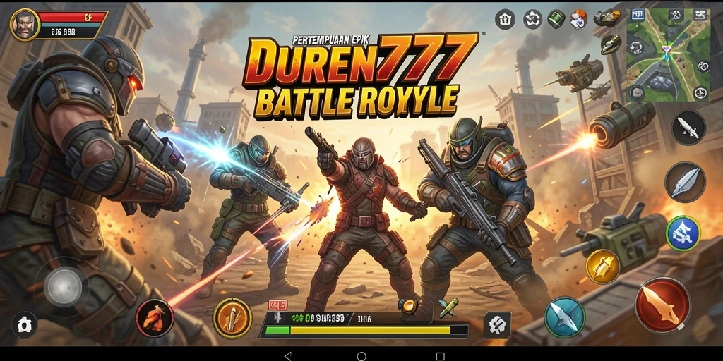 Tangkapan layar DUREN777 menunjukkan aksi seru dalam pertempuran Battle Royale.