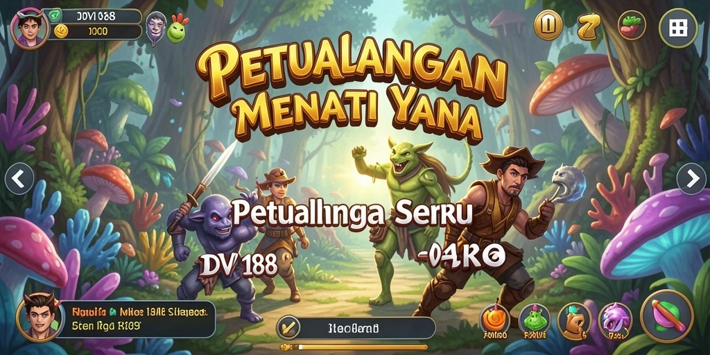 Tangkapan layar menunjukkan aksi seru dalam permainan petualangan DV188.
