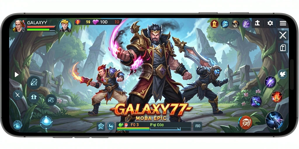Tangkapan layar gameplay seru di GALAXY77, menghadirkan aksi MOBA yang mendebarkan.