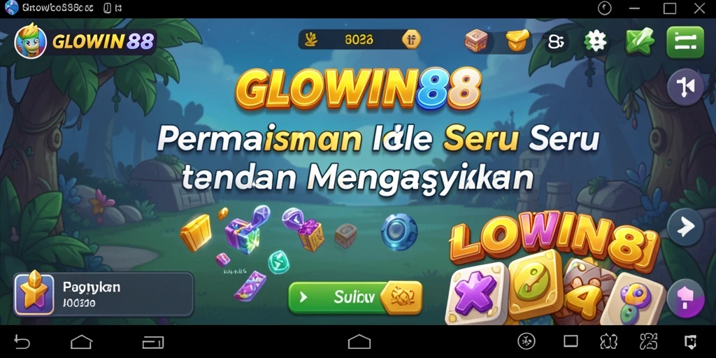 Screenshot menunjukkan aksi gameplay Idle GLOWIN88 dengan karakter yang sedang berkembang.
