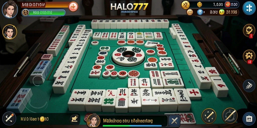 Tampilan gameplay Mahjong yang menarik dan interaktif dalam HALO777.
