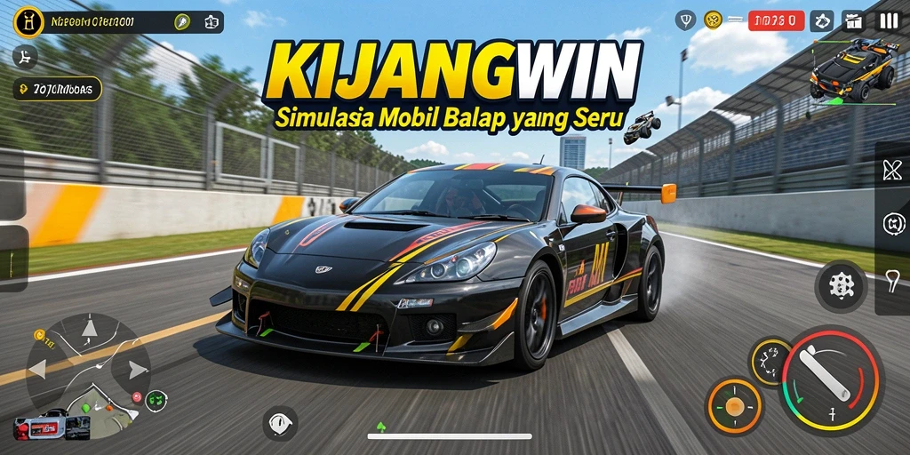 Tampilan gameplay balap mobil yang mendebarkan di KIJANGWIN.