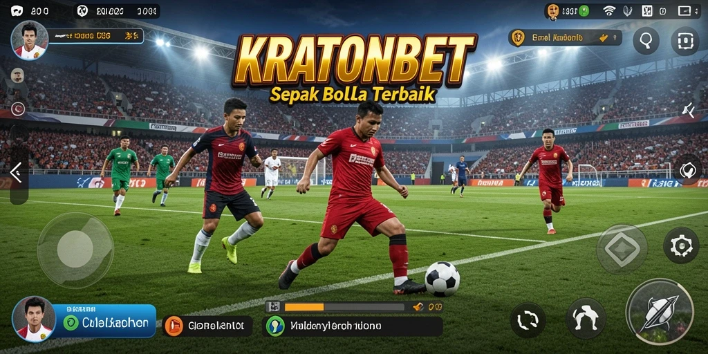 Tampilan gameplay KRATONBET yang mengasyikkan di lapangan sepak bola.
