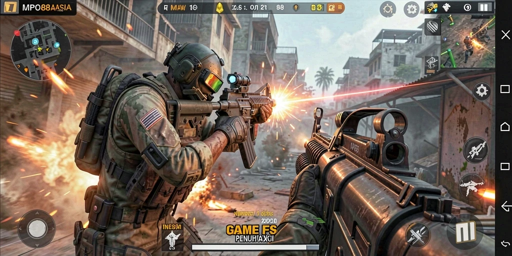 Screenshot MPO88ASIA menampilkan aksi intens dalam gameplay FPS.