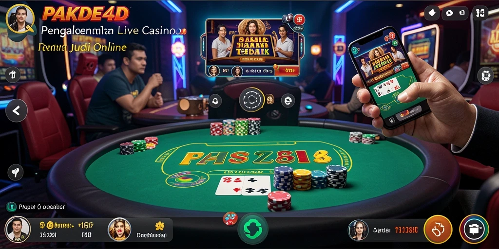 Screenshot PAKDE4D menampilkan dealer langsung dan permainan kasino yang mendebarkan.