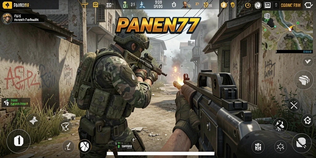 Tampilan gameplay seru dalam pertempuran FPS.