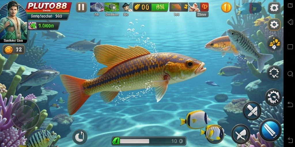 Screenshot gameplay PLUTO88 menampilkan aksi tembak ikan yang menyenangkan.