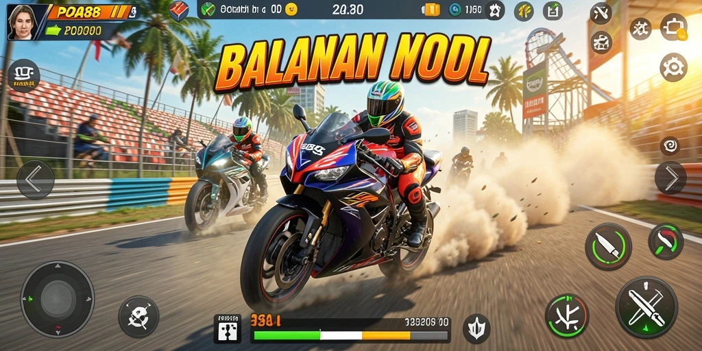 Screenshot gameplay POA88 menampilkan balapan motor yang mendebarkan.