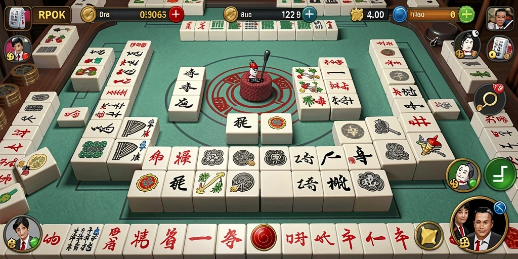 Gameplay menarik dari RPOK yang menunjukkan aksi Mahjong yang seru.