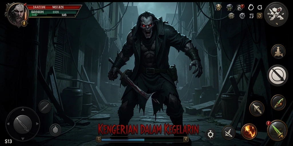 Screenshot yang menampilkan gameplay S13 dengan suasana menyeramkan.