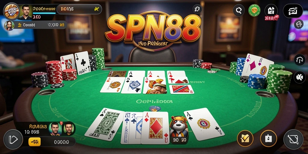Tampilan menarik dari gameplay Poker di SPN88 yang seru.